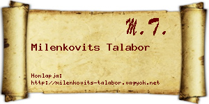 Milenkovits Talabor névjegykártya